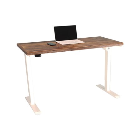 WE'RE IT Lift it, 60"x30" Electric Sit Stand Desk, Effortless Touch Up/Down, Reclaimed Wood Top, White Base VL12WH6030-RW